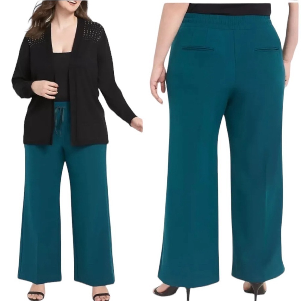 Lane Bryant High Rise Perfect Drape Wide Leg Pants in Deep Teal Size 26